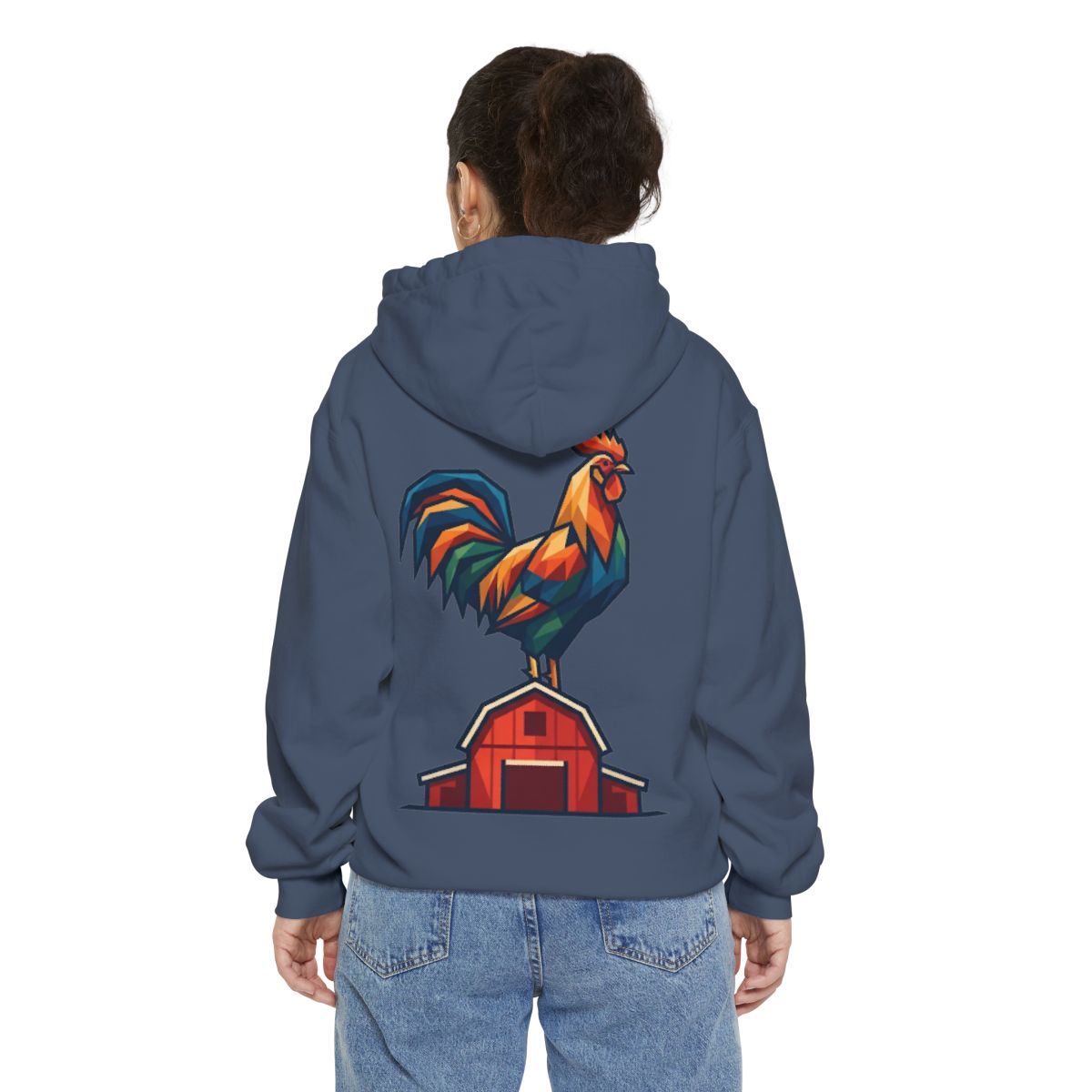 Color: Denim | Barnyard Rooster Garment-Dyed Hoodie