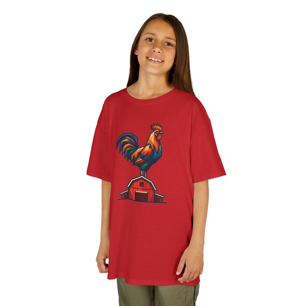 Color: Red | Barnyard Rooster Kids Tee