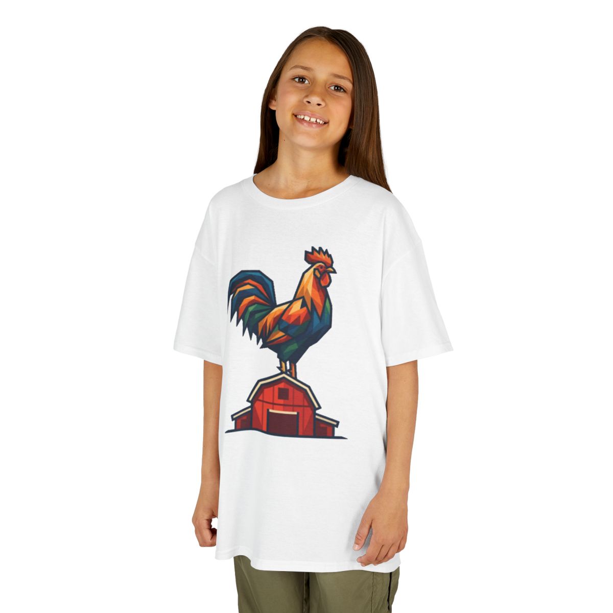 Color: White | Barnyard Rooster Kids Tee