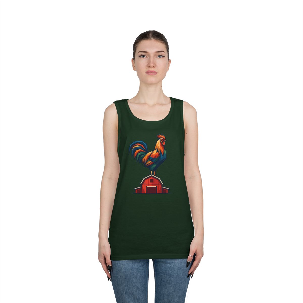Color: Forest Green | Barnyard Rooster Tank Top