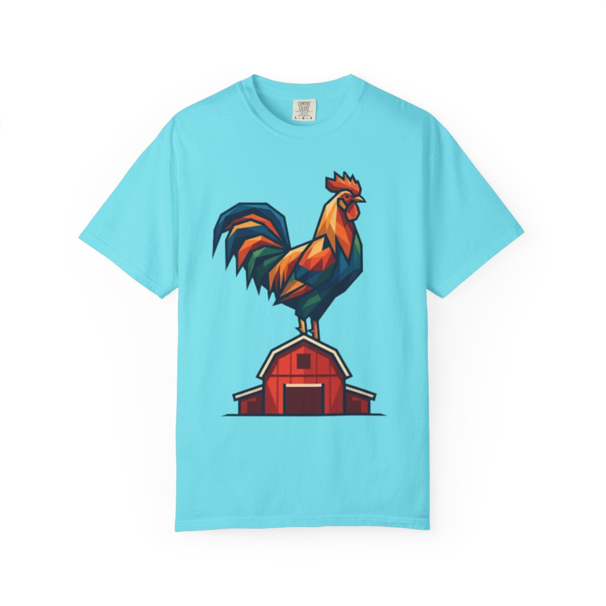 Color: Lagoon Blue | Barnyard Rooster Unisex Garment-Dyed Tee