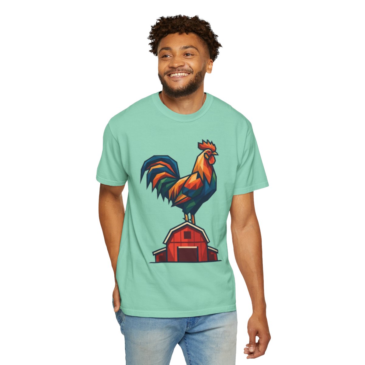 Color: Island Reef | Barnyard Rooster Unisex Garment-Dyed Tee