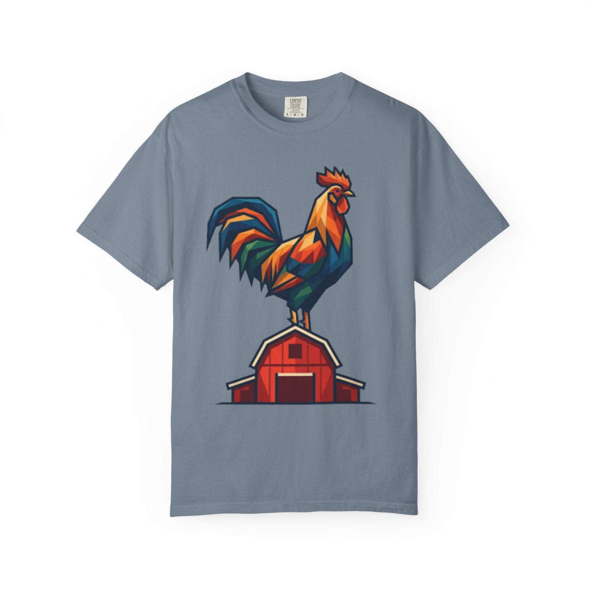 Color: Blue Jean | Barnyard Rooster Unisex Garment-Dyed Tee