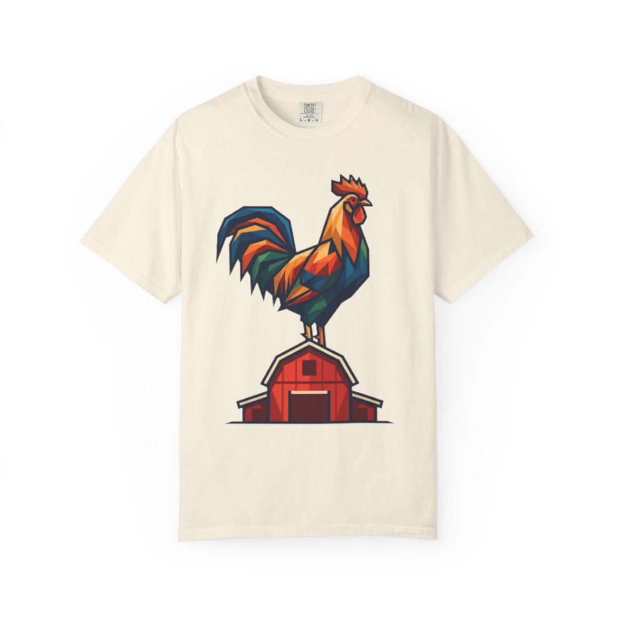Color: Ivory | Barnyard Rooster Unisex Garment-Dyed Tee