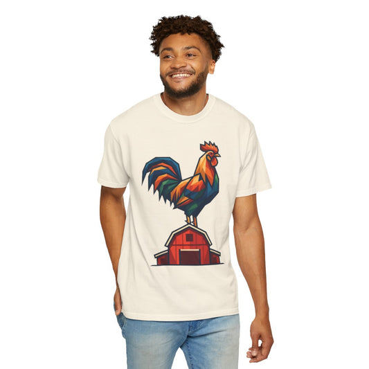 Color: Ivory | Barnyard Rooster Unisex Garment-Dyed Tee