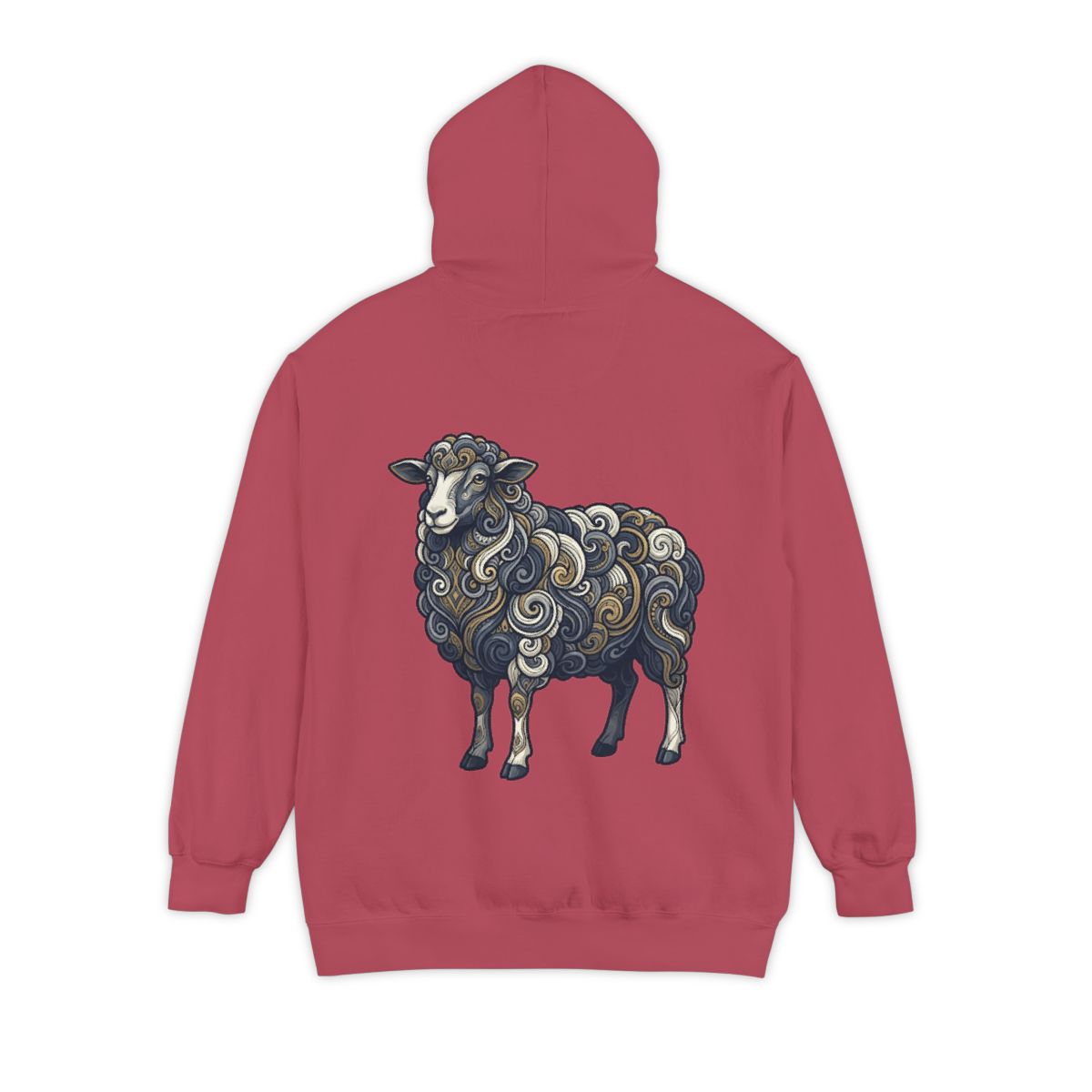 Color: Crimson | Barnyard Sheep Garment-Dyed Hoodie