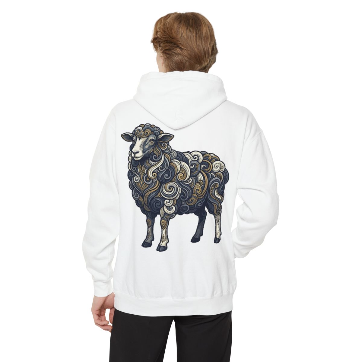 Color: White | Barnyard Sheep Garment-Dyed Hoodie