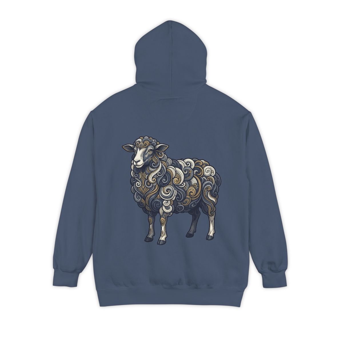 Color: Denim | Barnyard Sheep Garment-Dyed Hoodie