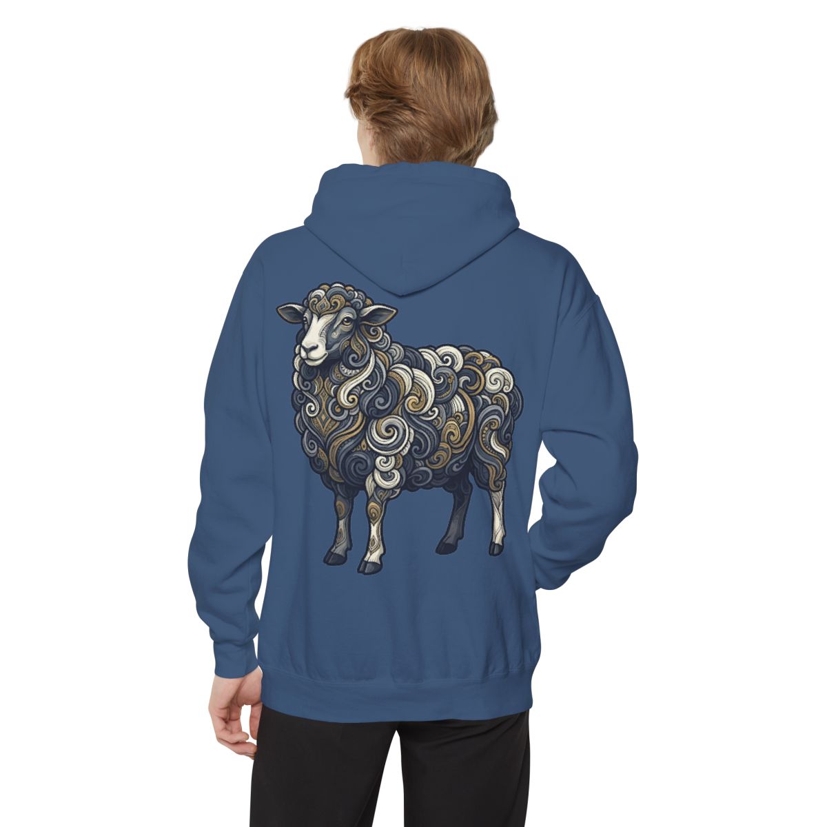 Color: True Navy | Barnyard Sheep Garment-Dyed Hoodie