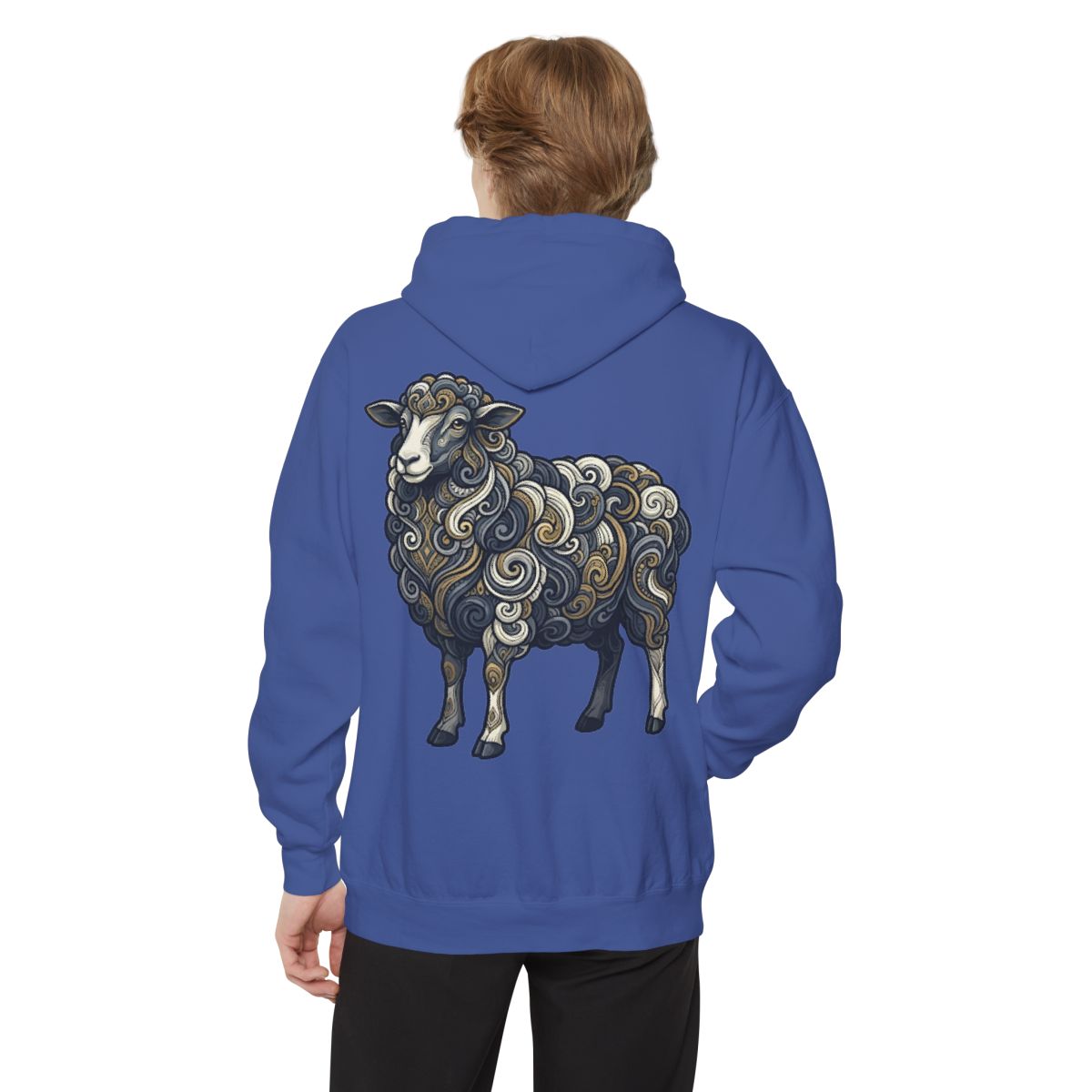 Color: Flo Blue | Barnyard Sheep Garment-Dyed Hoodie
