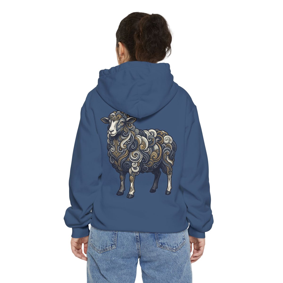 Color: True Navy | Barnyard Sheep Garment-Dyed Hoodie