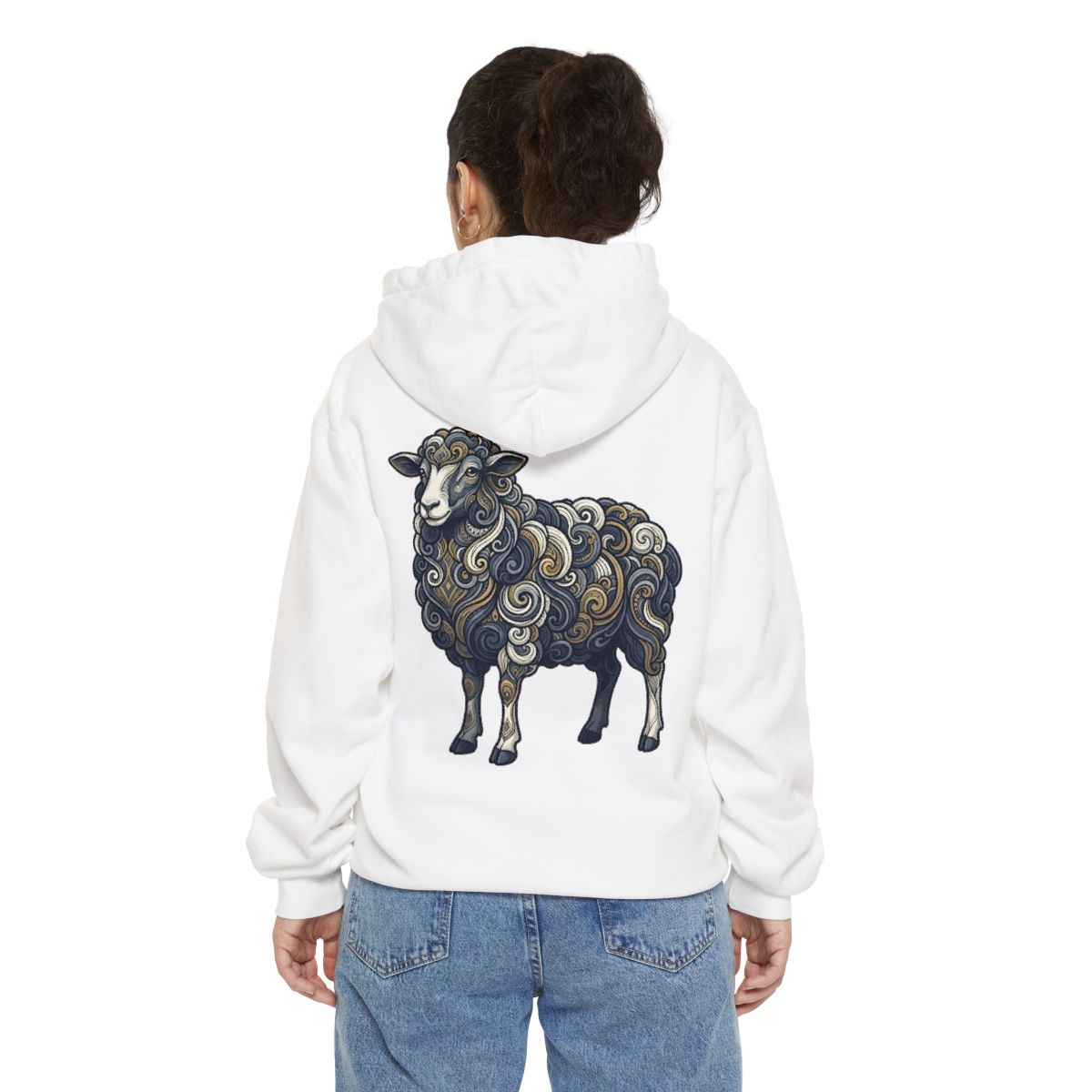 Color: White | Barnyard Sheep Garment-Dyed Hoodie
