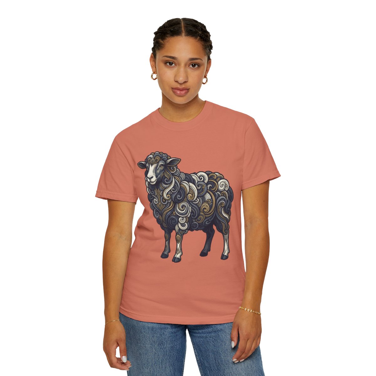 Color: Terracotta | Barnyard Sheep Unisex Garment-Dyed Tee