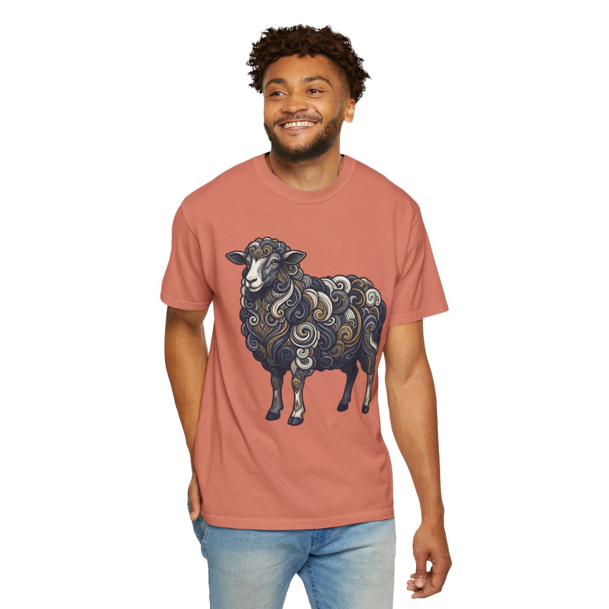Color: Terracotta | Barnyard Sheep Unisex Garment-Dyed Tee