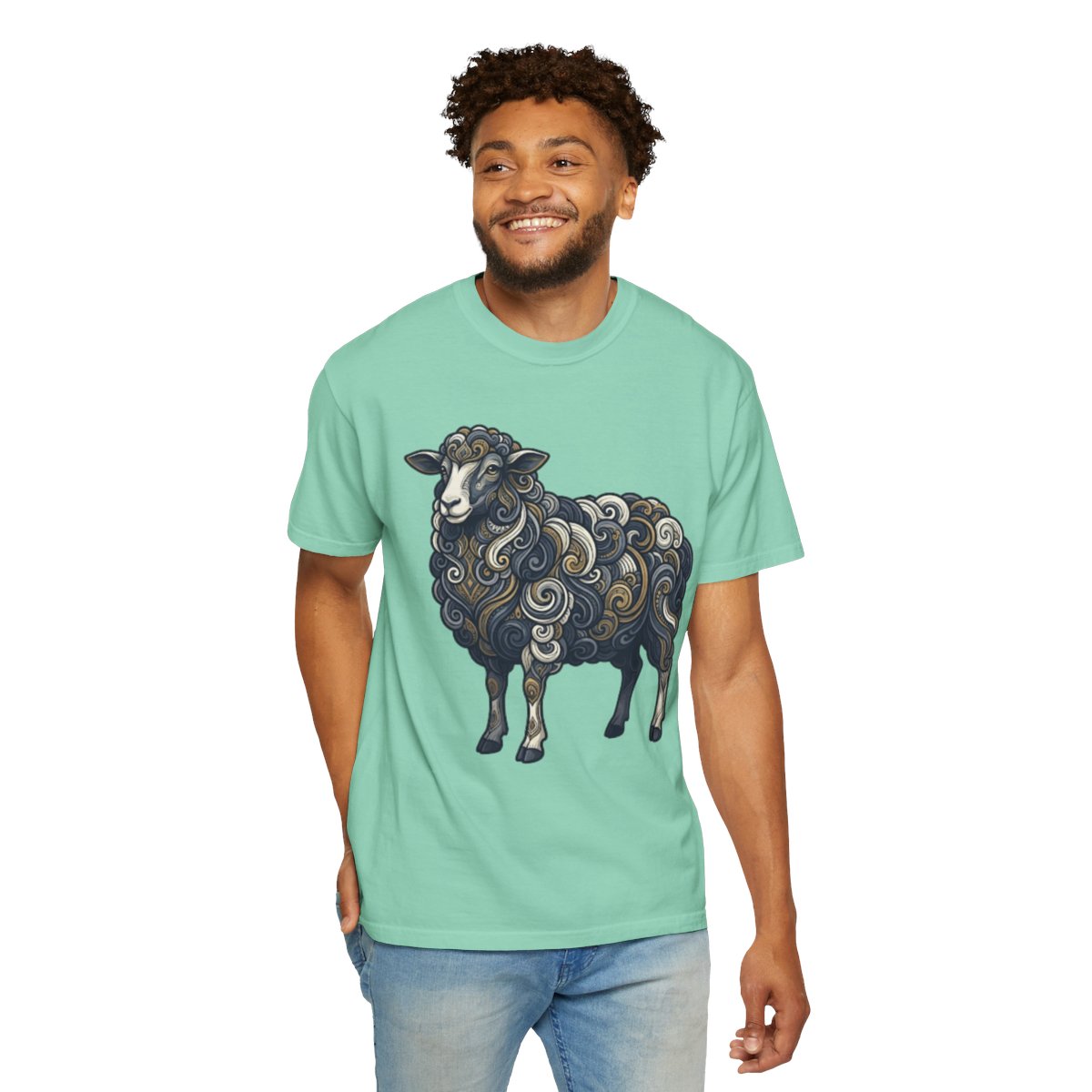 Color: Island Reef | Barnyard Sheep Unisex Garment-Dyed Tee