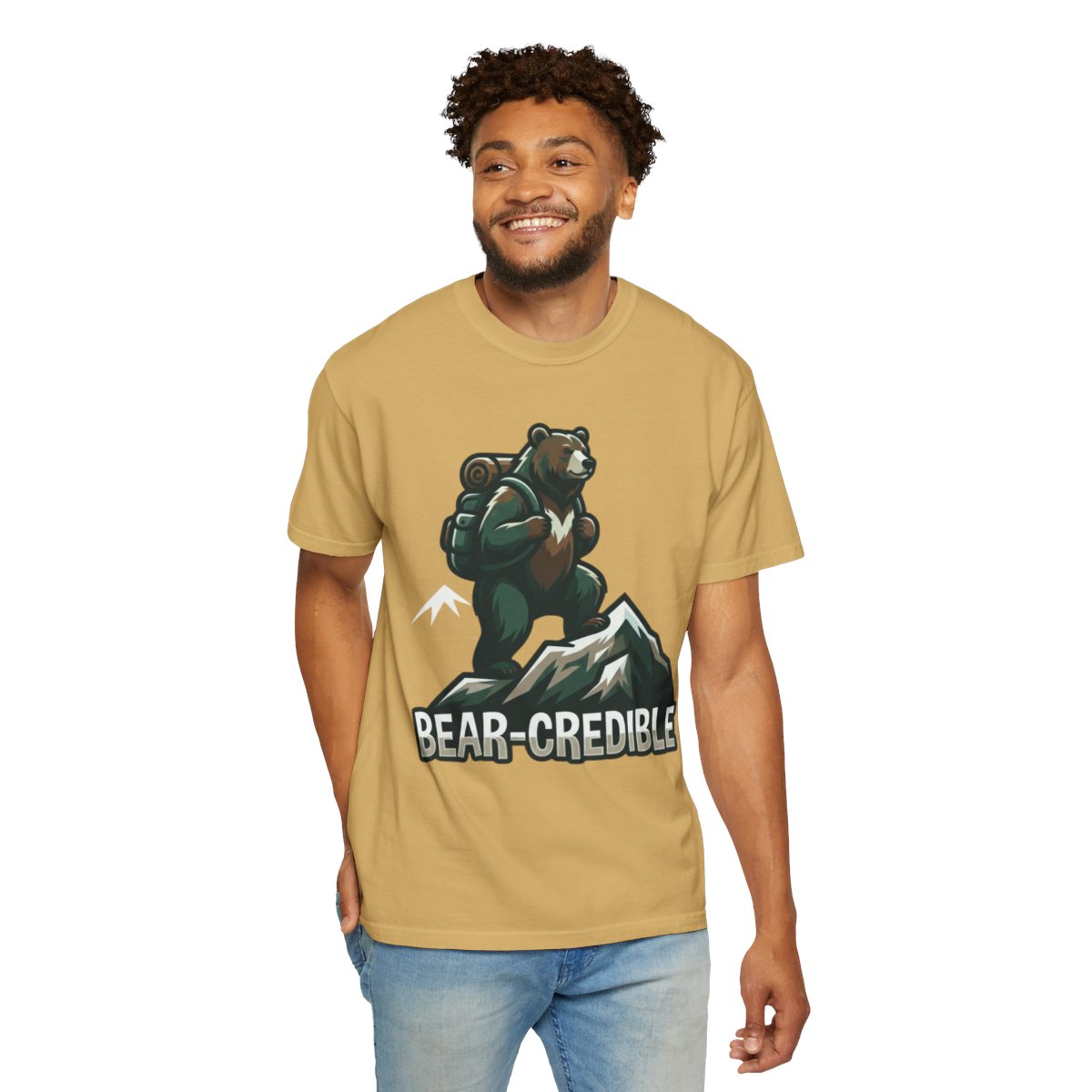 Color: Mustard | Bear Credible Unisex Garment-Dyed Tee