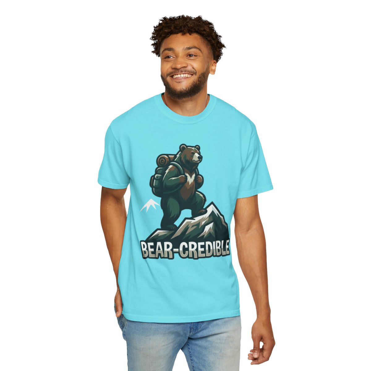 Color: Lagoon Blue | Bear Credible Unisex Garment-Dyed Tee