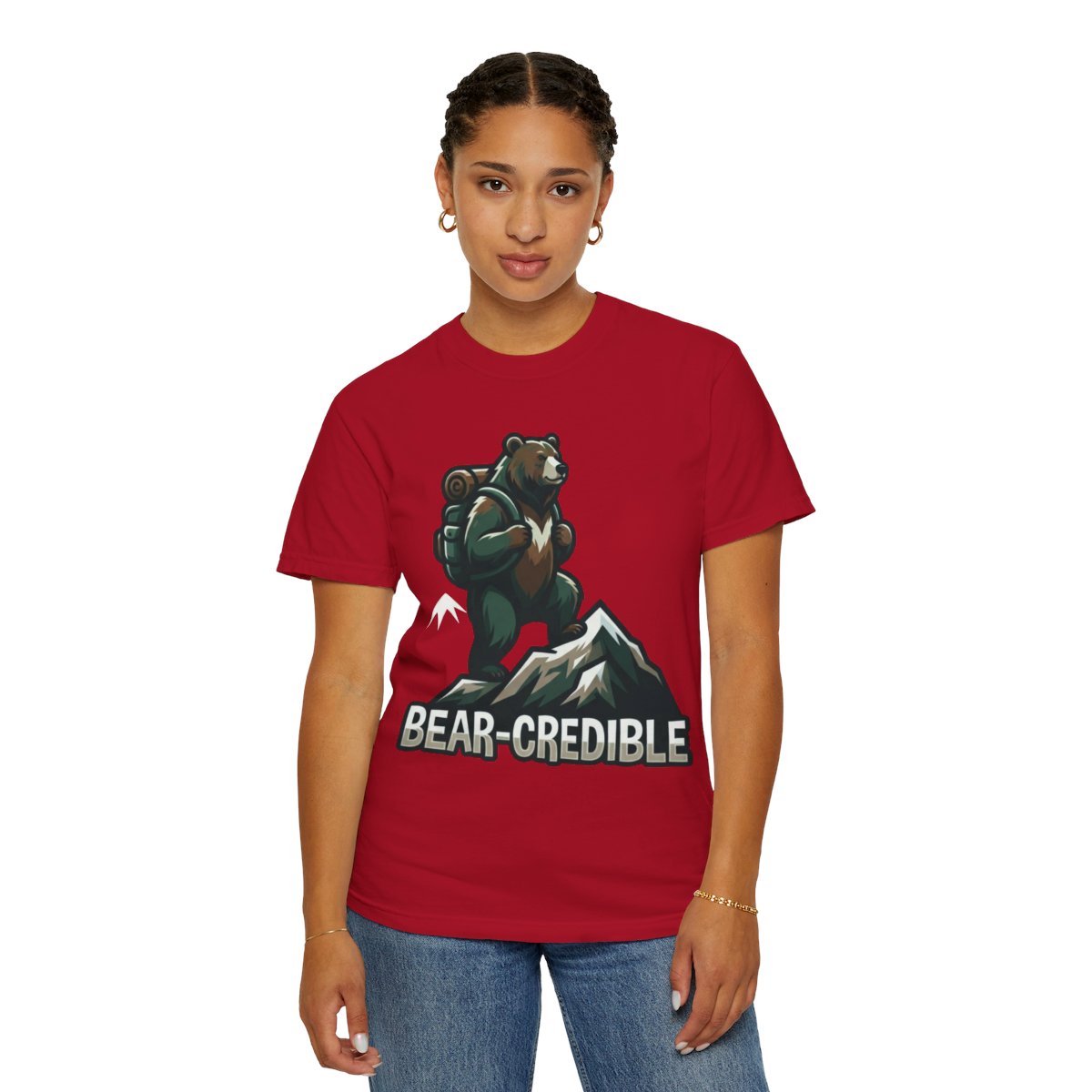 Color: Red | Bear Credible Unisex Garment-Dyed Tee