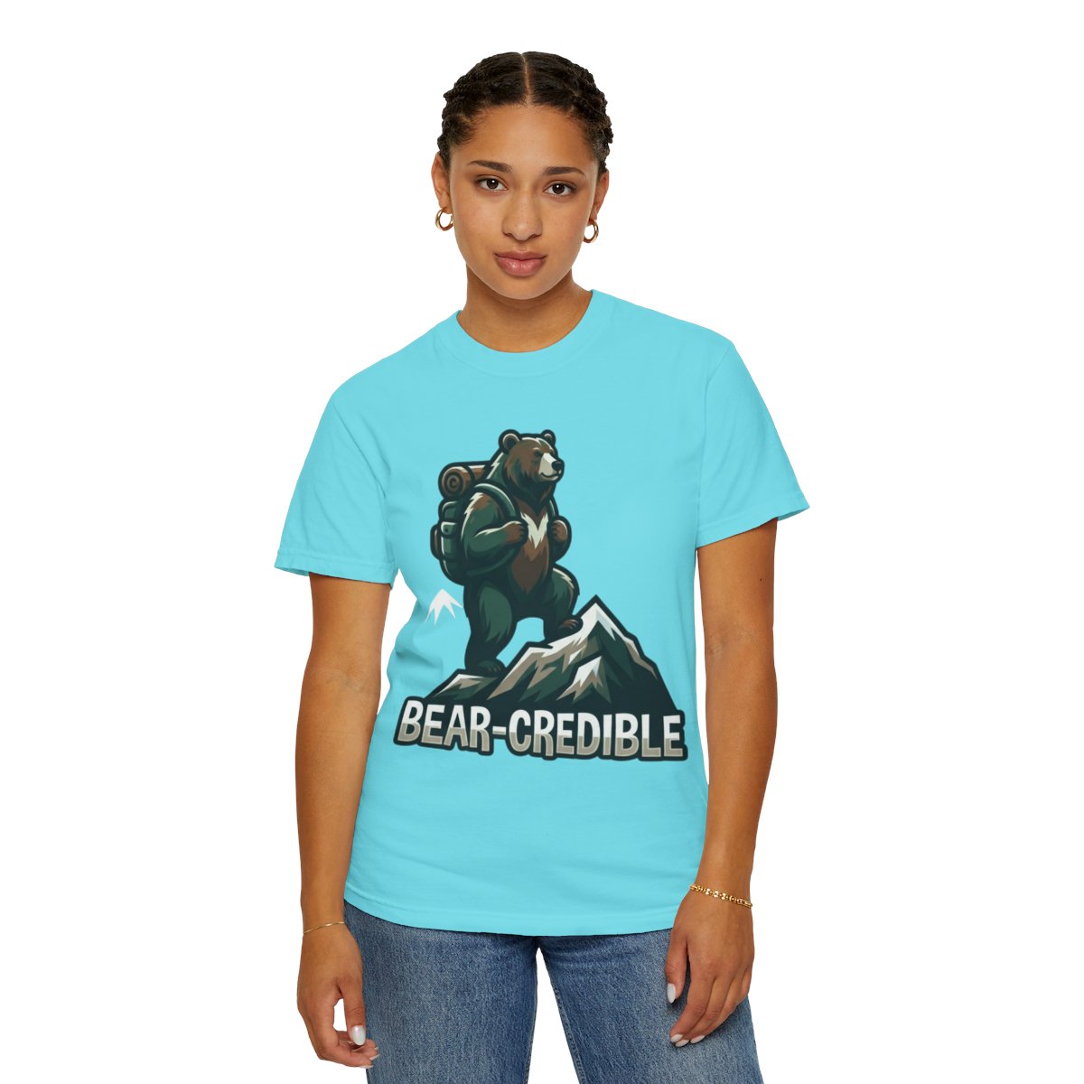 Color: Lagoon Blue | Bear Credible Unisex Garment-Dyed Tee