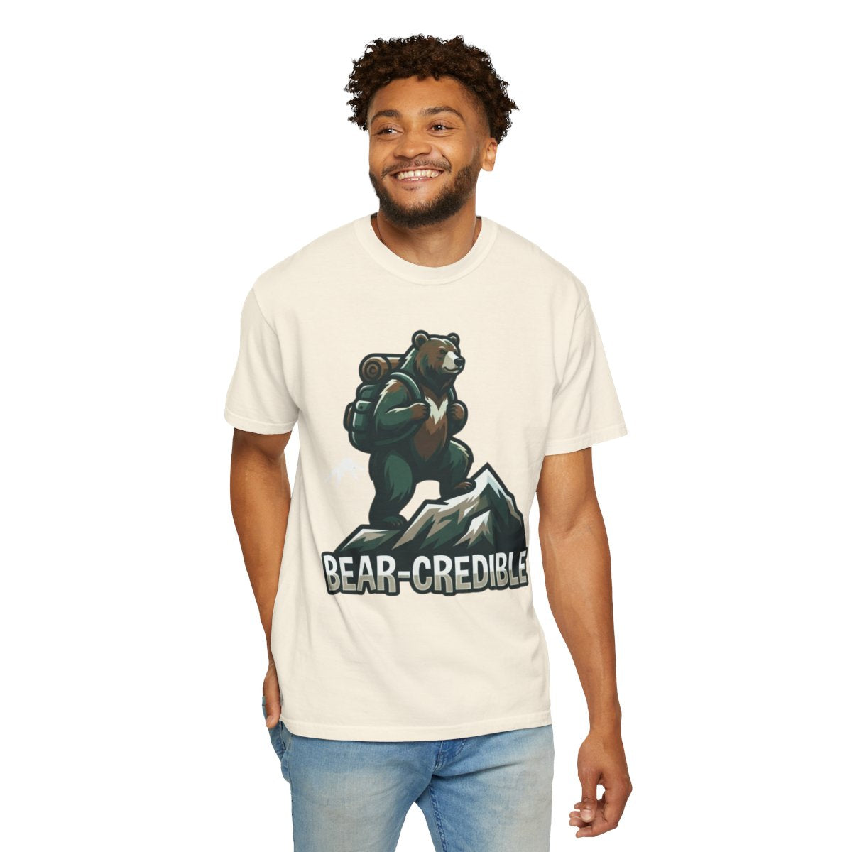 Color: Ivory | Bear Credible Unisex Garment-Dyed Tee