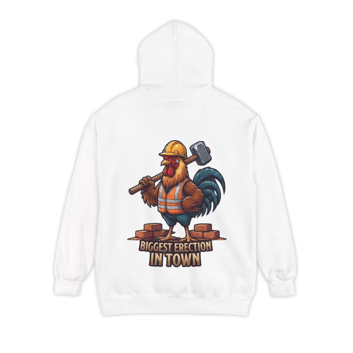 Color: White | Biggest Erection in Town Garment-Dyed Hoodie