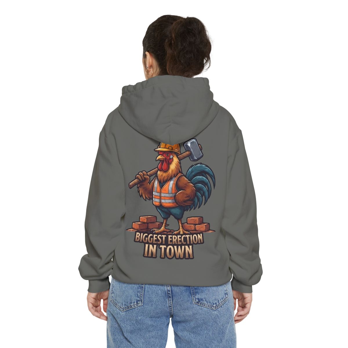 Color: Grey | Biggest Erection in Town Garment-Dyed Hoodie