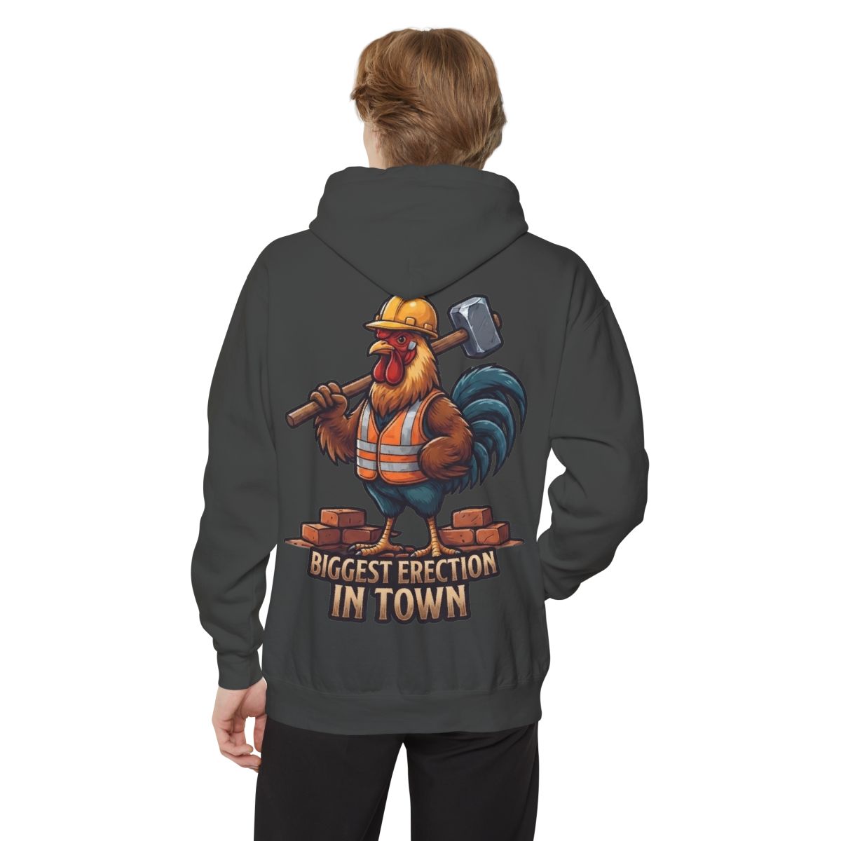 Color: Pepper | Biggest Erection in Town Garment-Dyed Hoodie