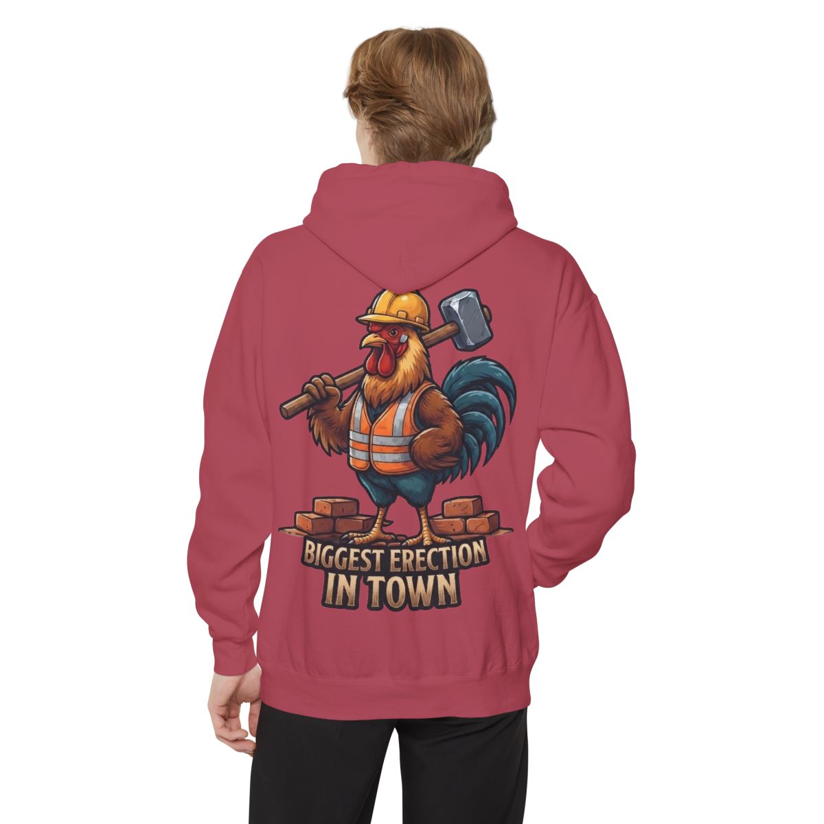 Color: Crimson | Biggest Erection in Town Garment-Dyed Hoodie