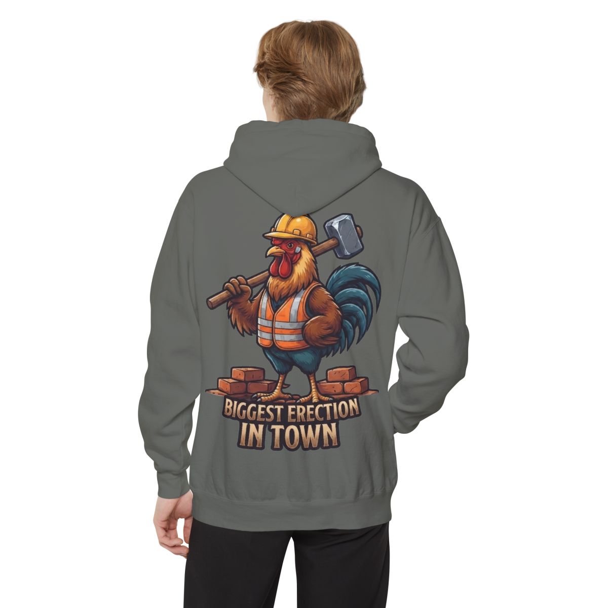 Color: Grey | Biggest Erection in Town Garment-Dyed Hoodie