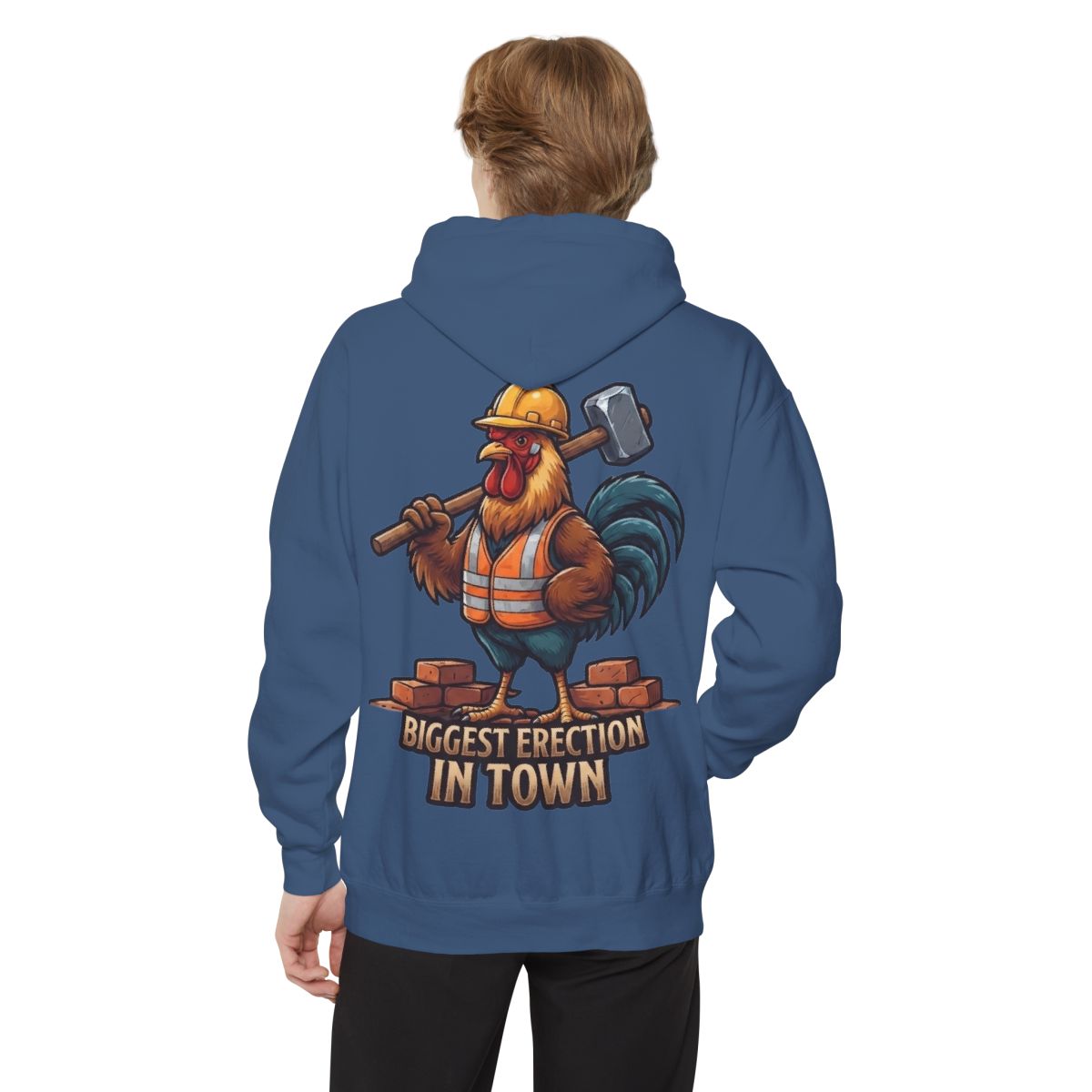 Color: True Navy | Biggest Erection in Town Garment-Dyed Hoodie