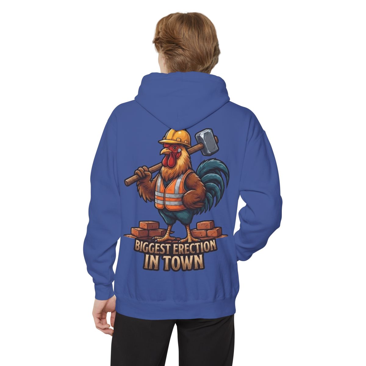 Color: Flo Blue | Biggest Erection in Town Garment-Dyed Hoodie