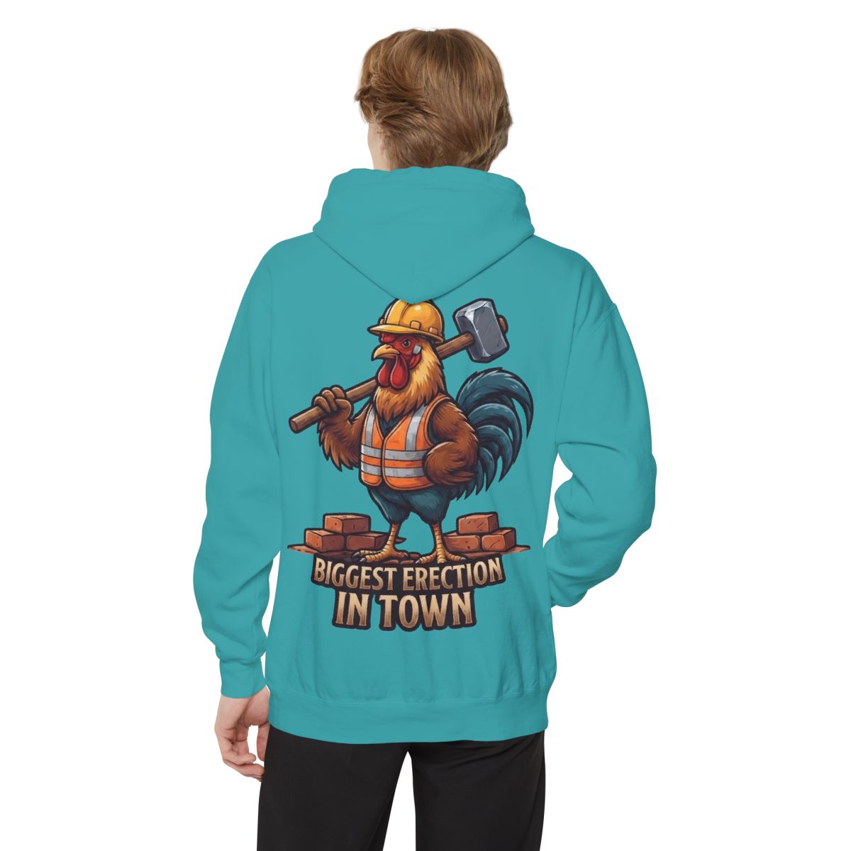 Color: Seafoam | Biggest Erection in Town Garment-Dyed Hoodie