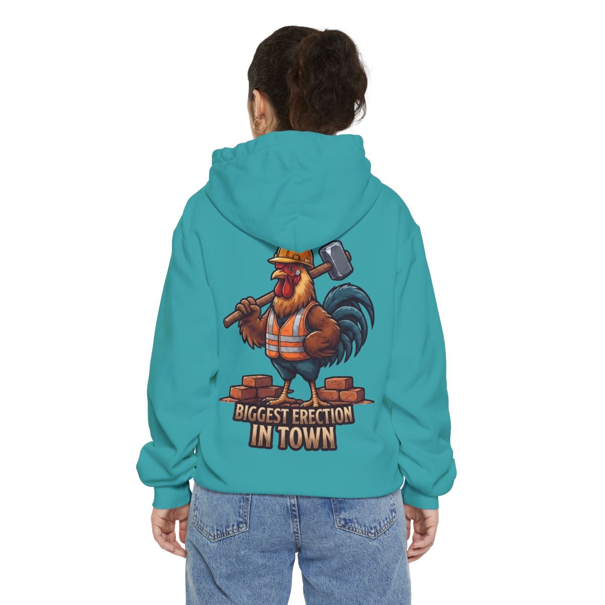 Color: Seafoam | Biggest Erection in Town Garment-Dyed Hoodie