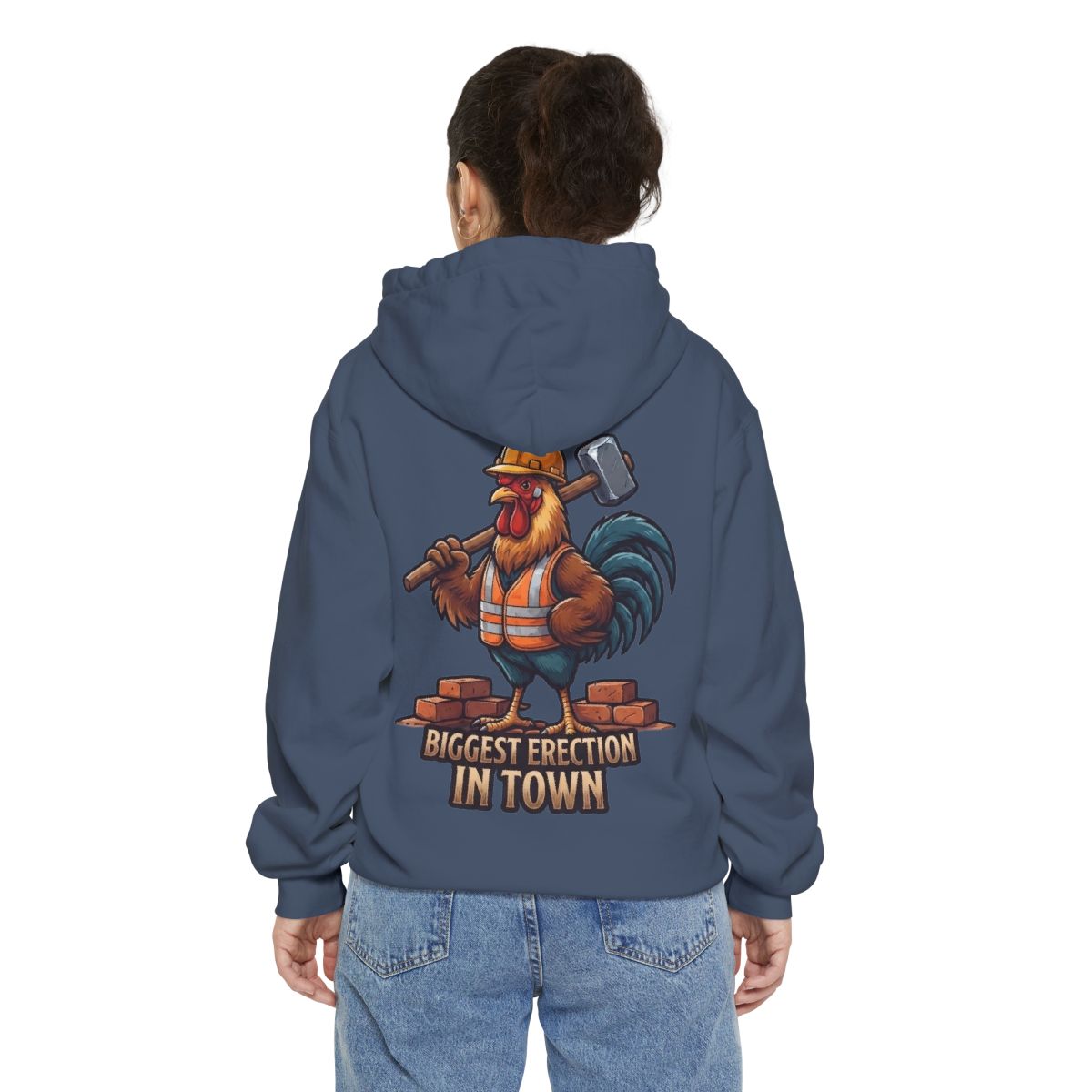 Color: Denim | Biggest Erection in Town Garment-Dyed Hoodie
