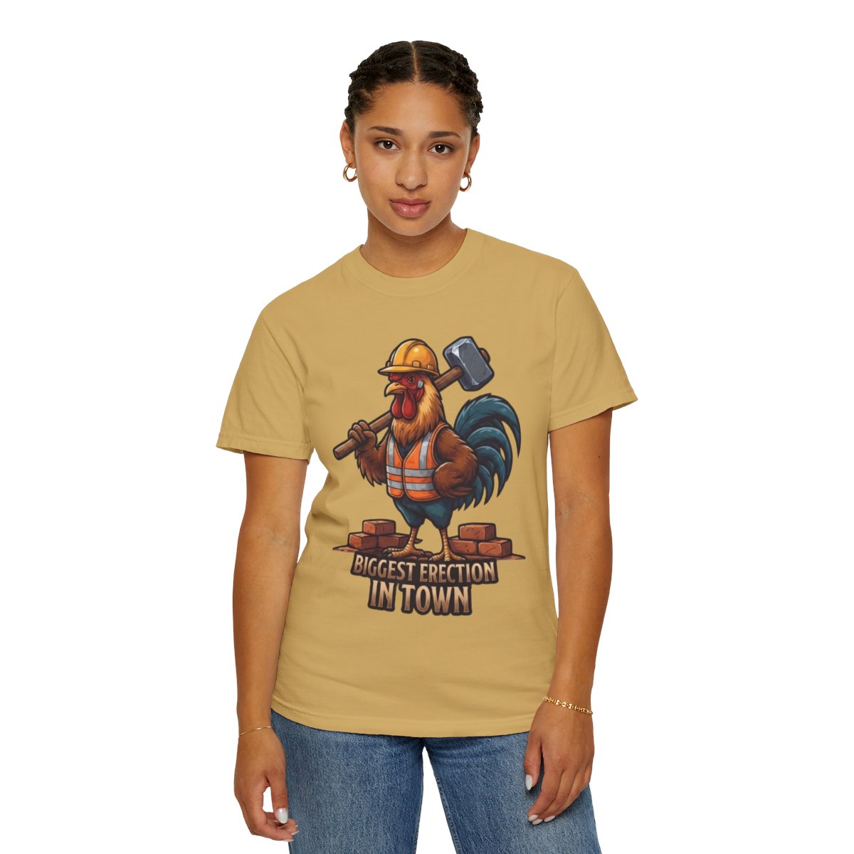 Color: Mustard | Biggest Erection in Town Unisex Garment-Dyed Tee