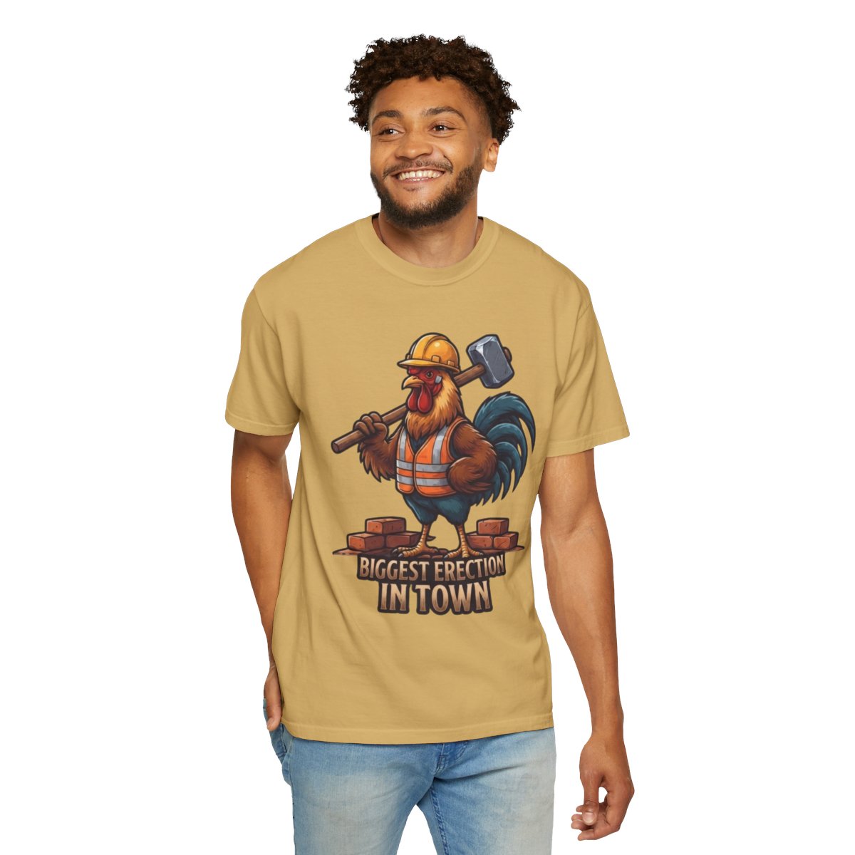 Color: Mustard | Biggest Erection in Town Unisex Garment-Dyed Tee