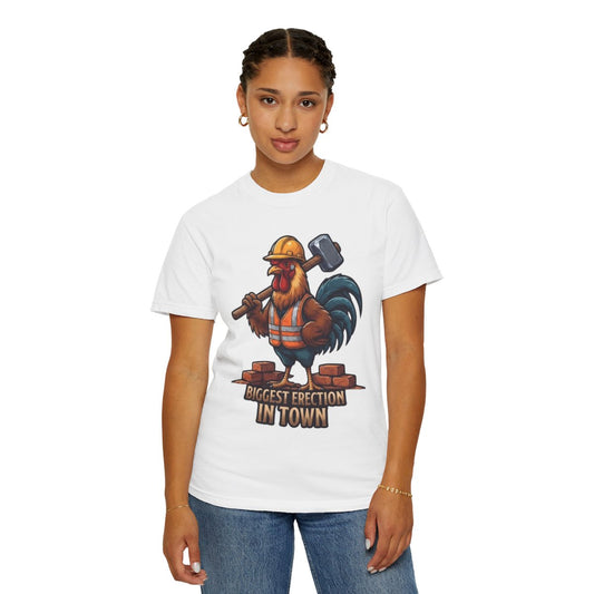 Color: White | Biggest Erection in Town Unisex Garment-Dyed Tee
