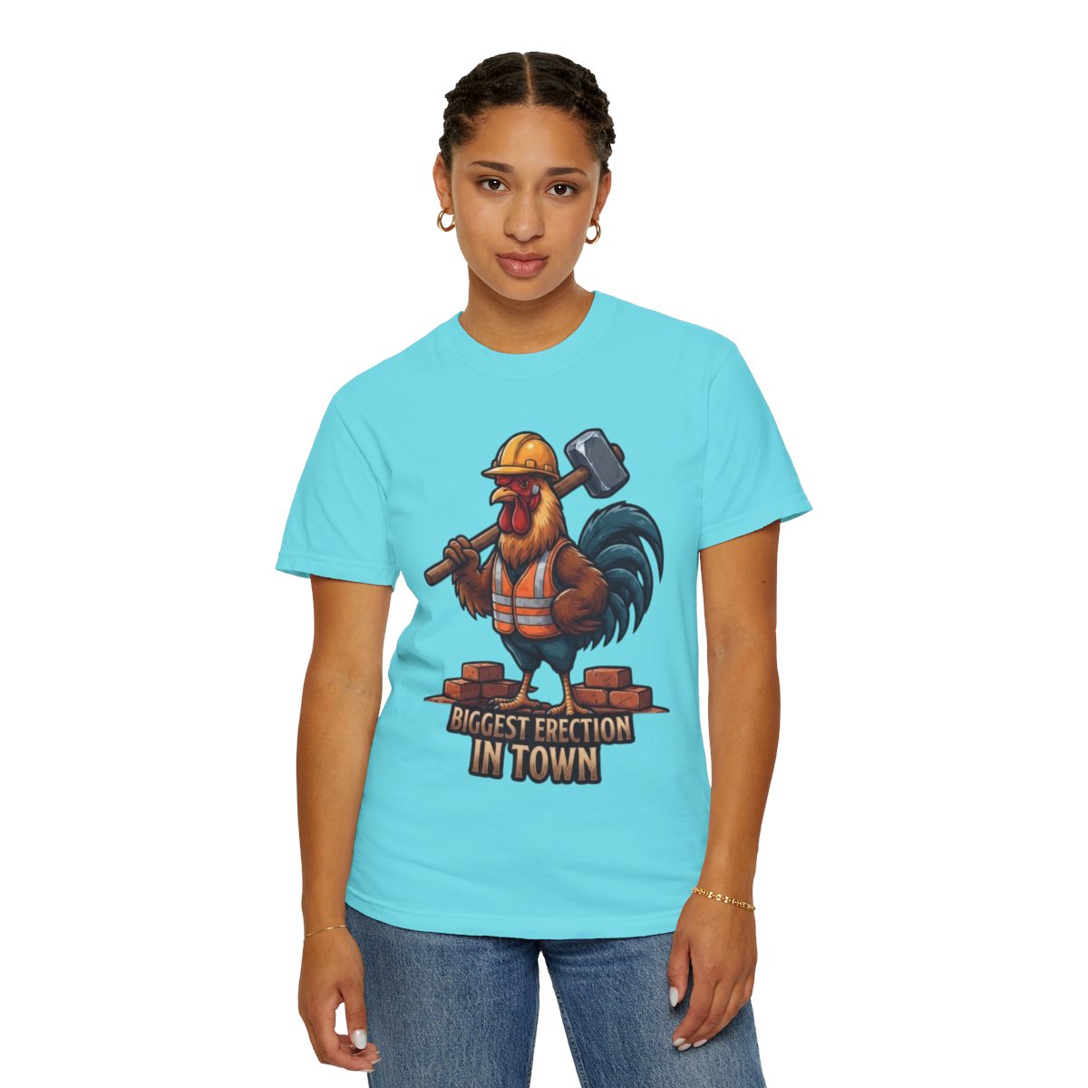 Color: Lagoon Blue | Biggest Erection in Town Unisex Garment-Dyed Tee