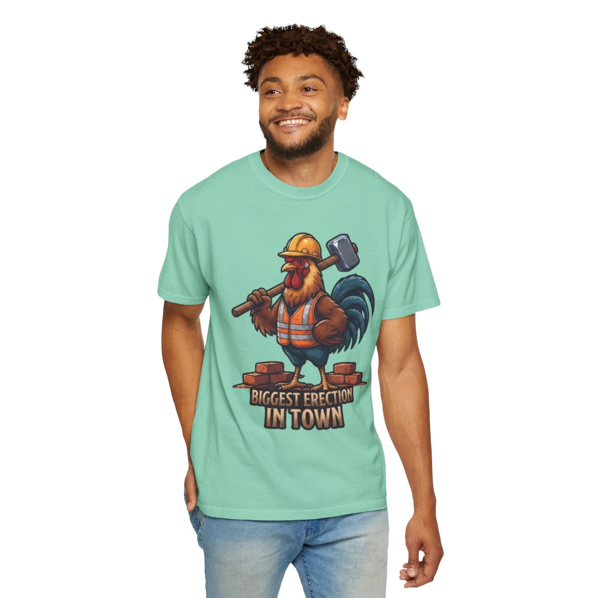 Color: Island Reef | Biggest Erection in Town Unisex Garment-Dyed Tee