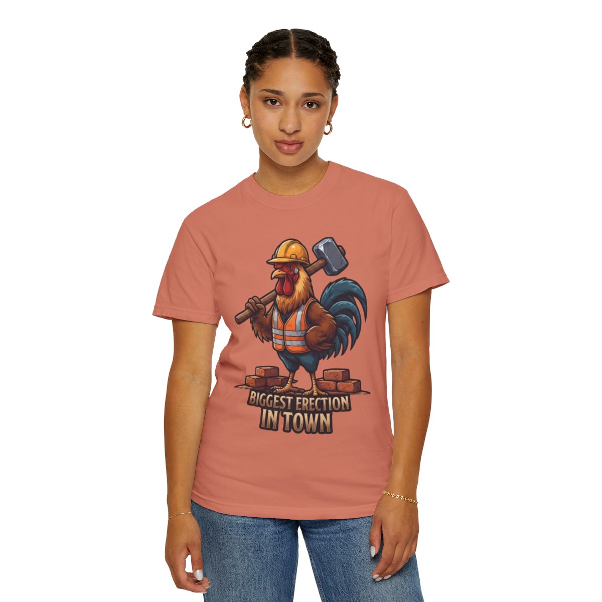 Color: Terracotta | Biggest Erection in Town Unisex Garment-Dyed Tee