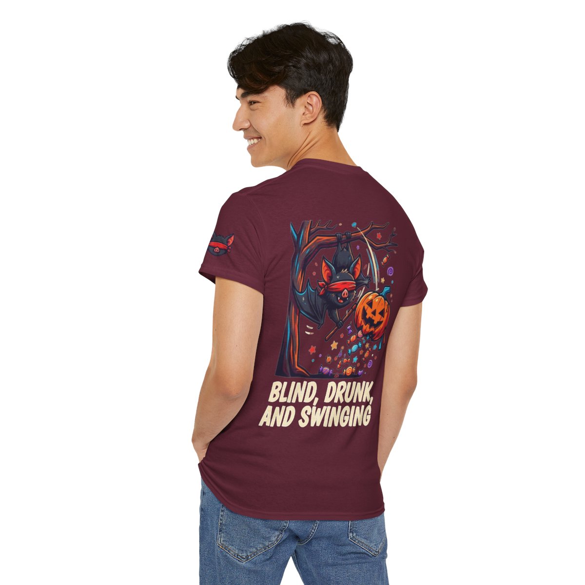 Color: Maroon | Blind, Drunk, and Swinging Premium Graphic Tee