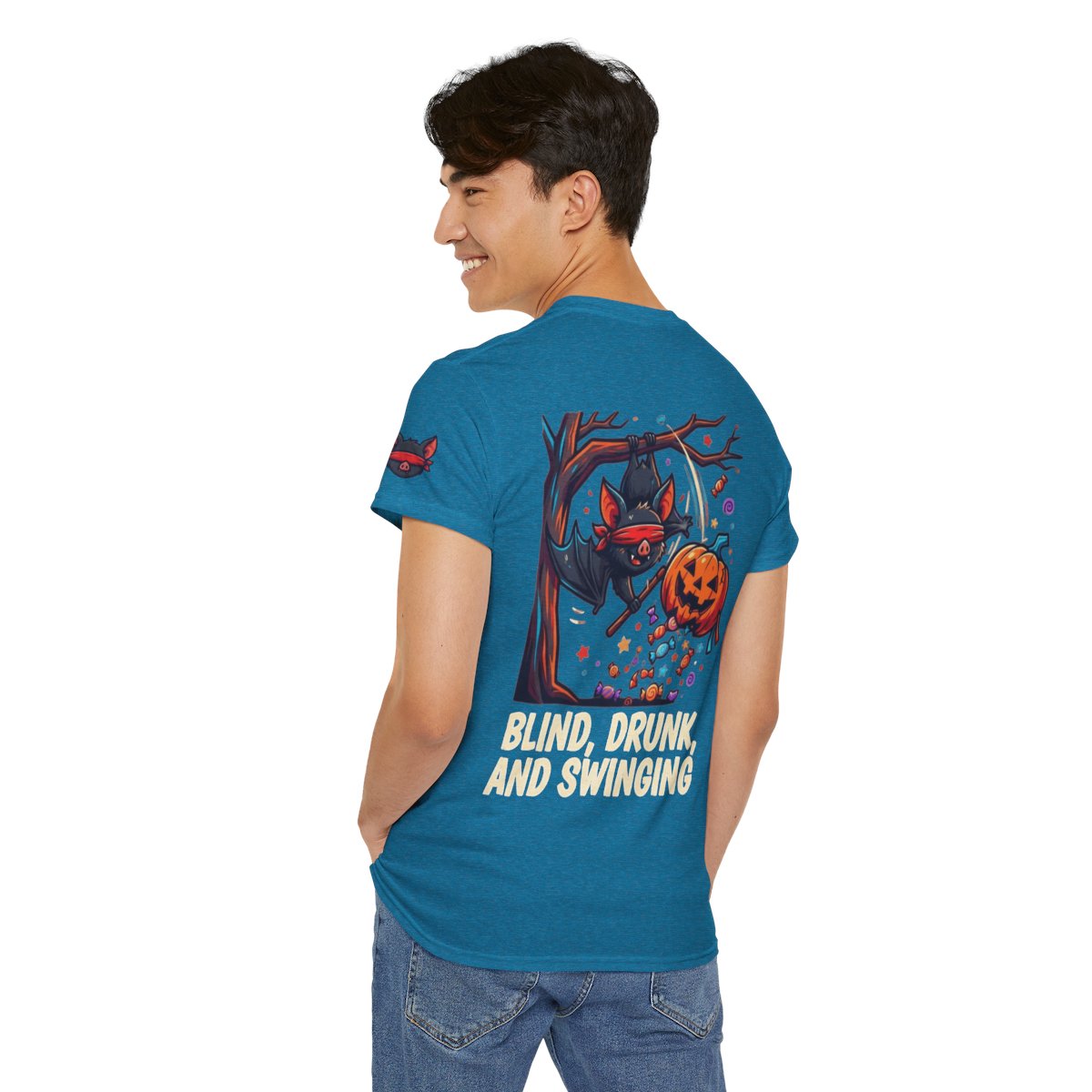 Color: Antique Sapphire | Blind, Drunk, and Swinging Premium Graphic Tee