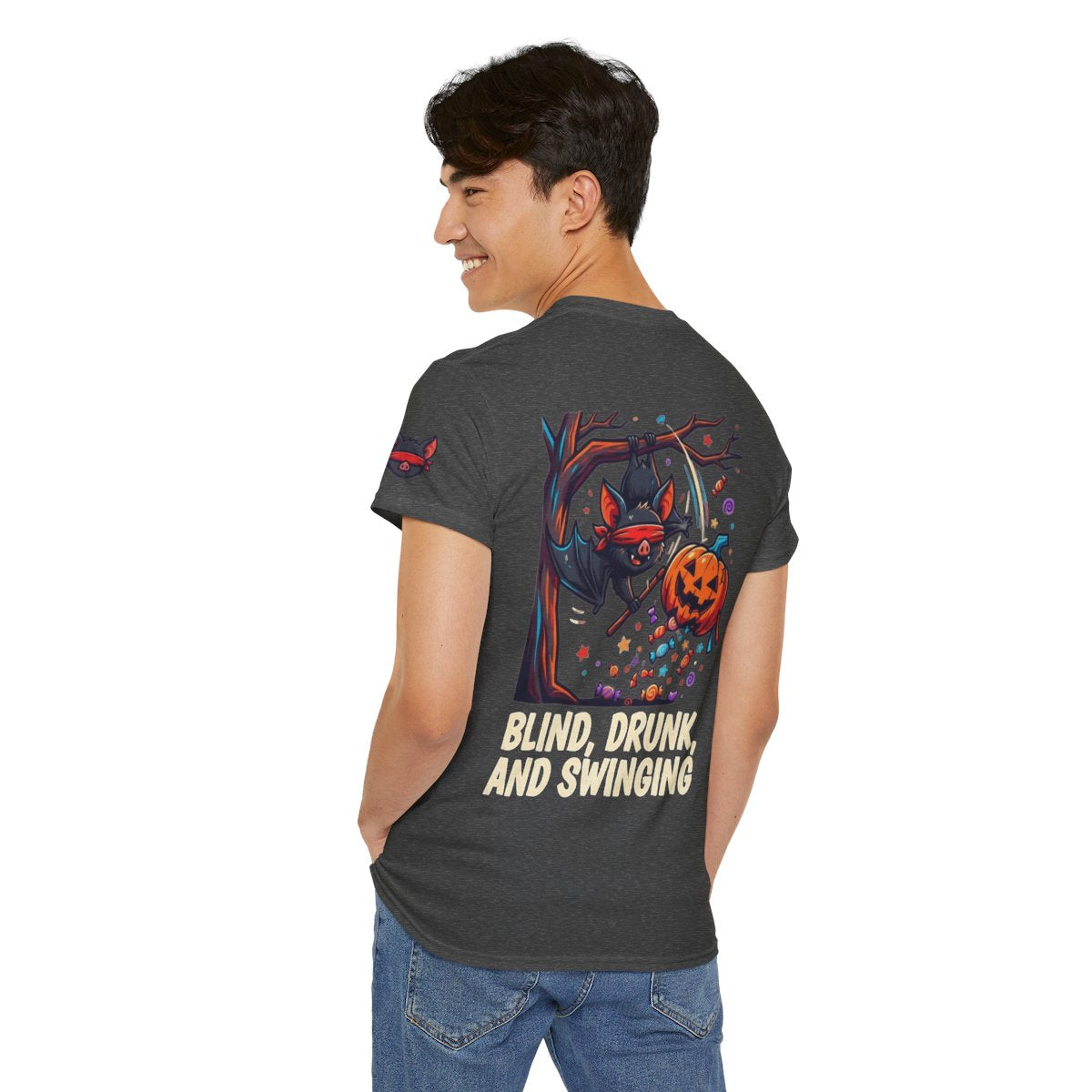 Color: Dark Heather | Blind, Drunk, and Swinging Premium Graphic Tee