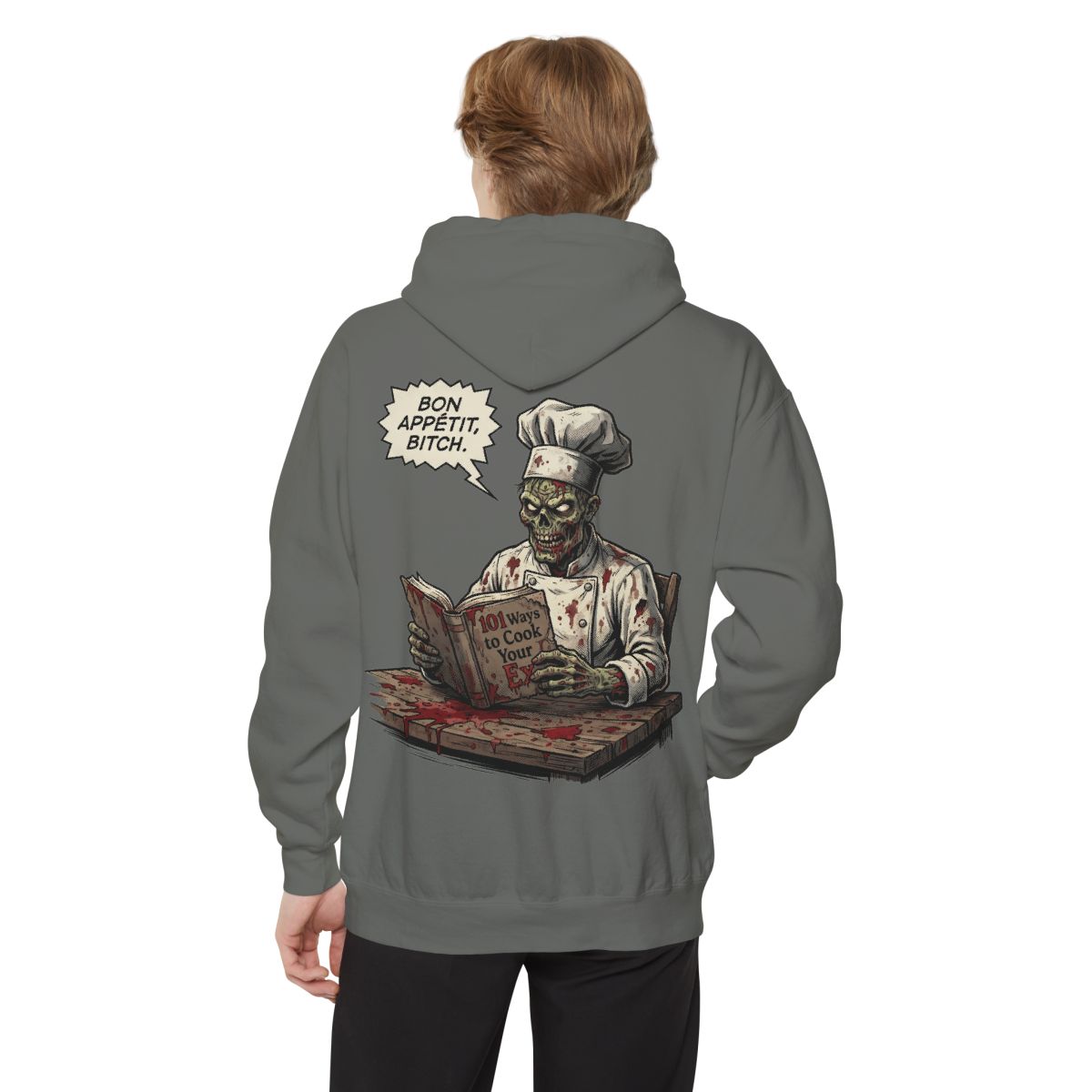 Color: Grey | Bon Appetit Bitch Garment-Dyed Hoodie