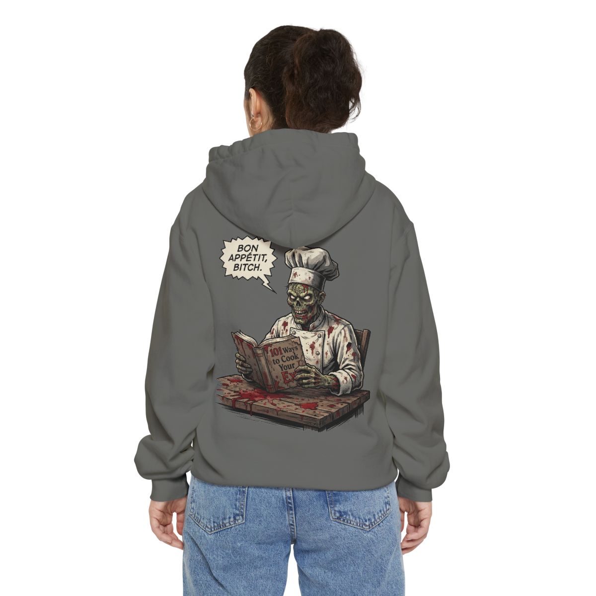 Color: Grey | Bon Appetit Bitch Garment-Dyed Hoodie
