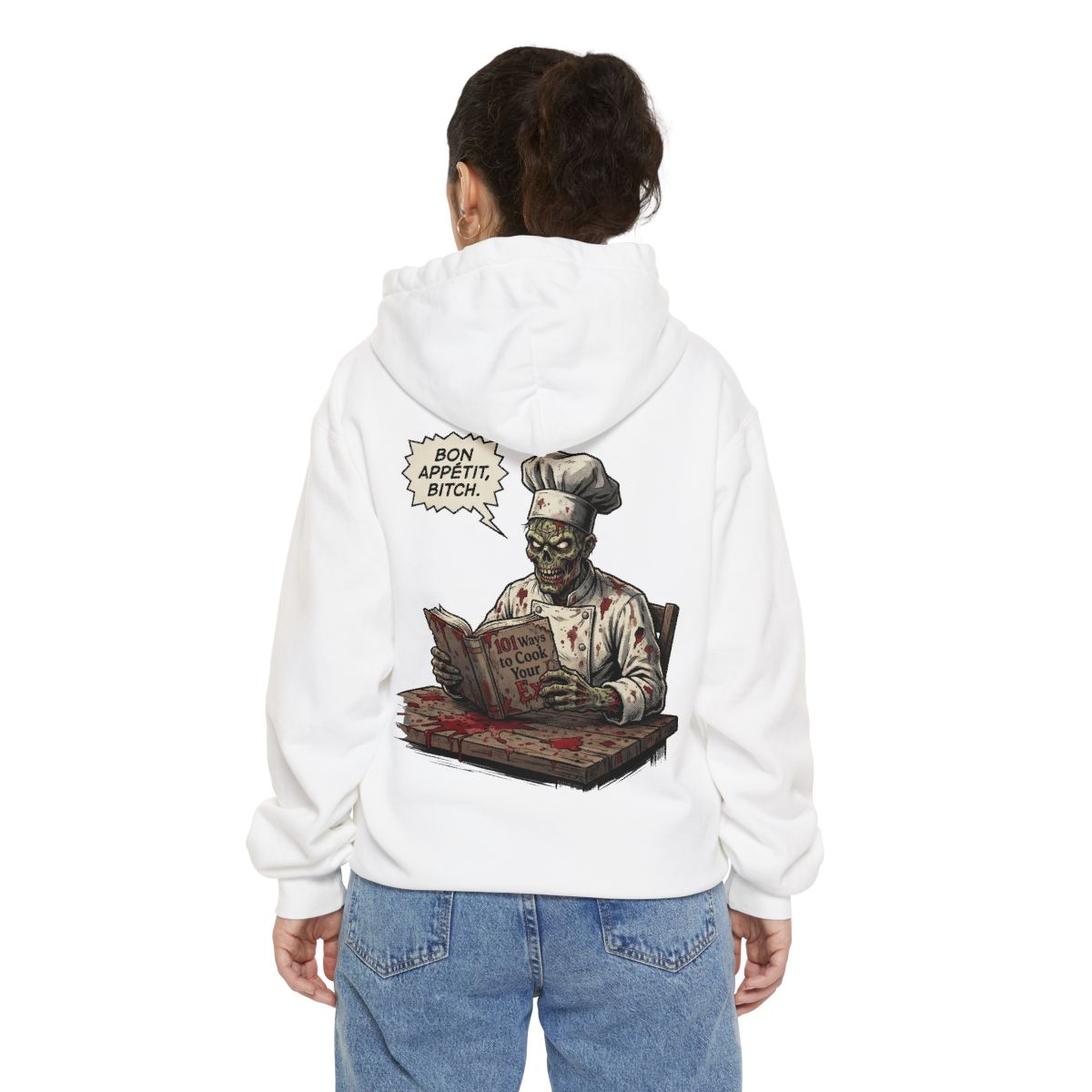 Color: White | Bon Appetit Bitch Garment-Dyed Hoodie