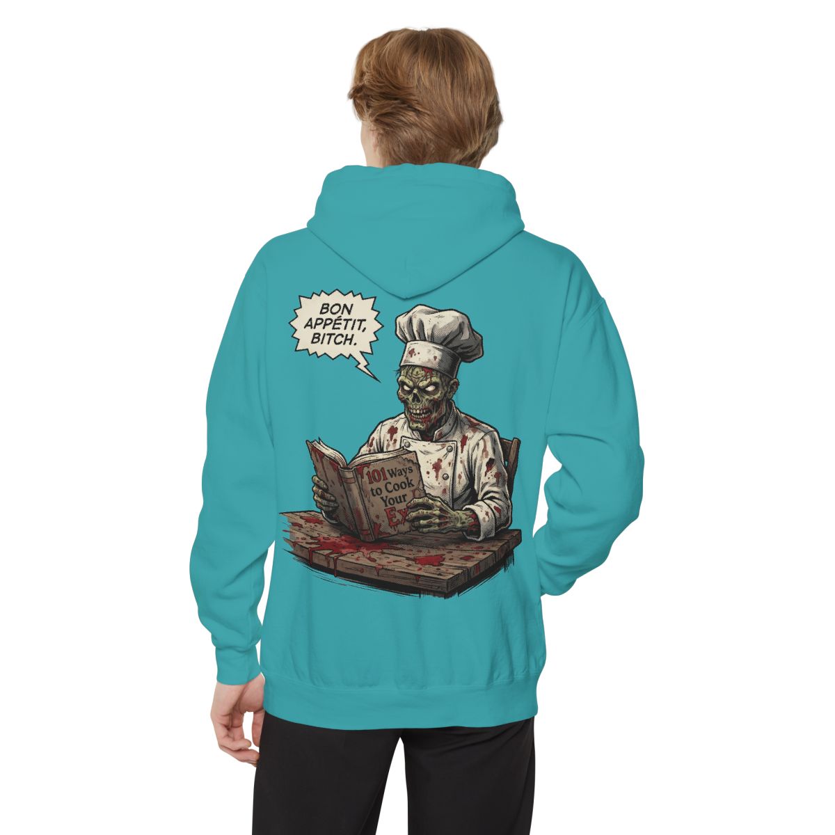 Color: Seafoam | Bon Appetit Bitch Garment-Dyed Hoodie