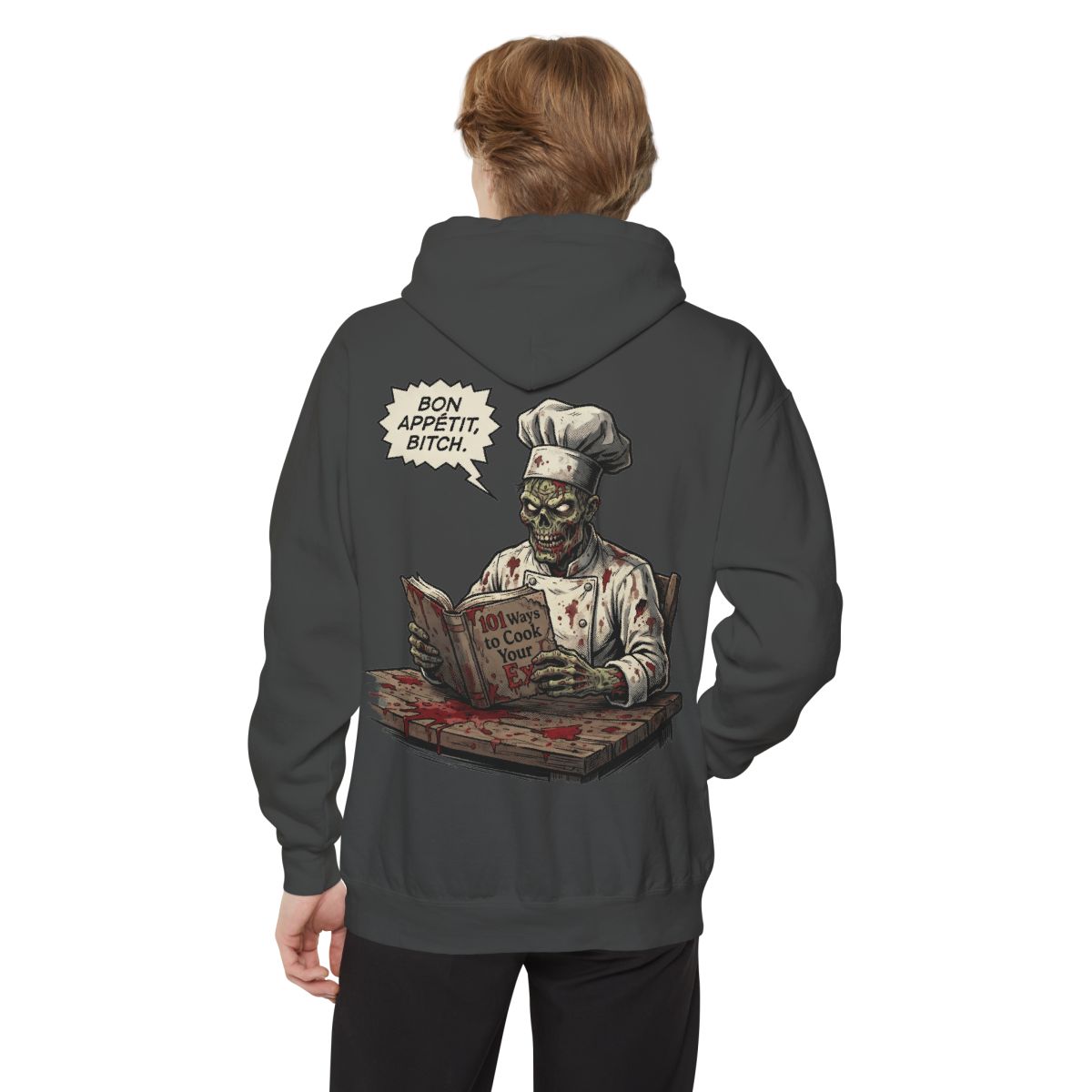 Color: Pepper | Bon Appetit Bitch Garment-Dyed Hoodie