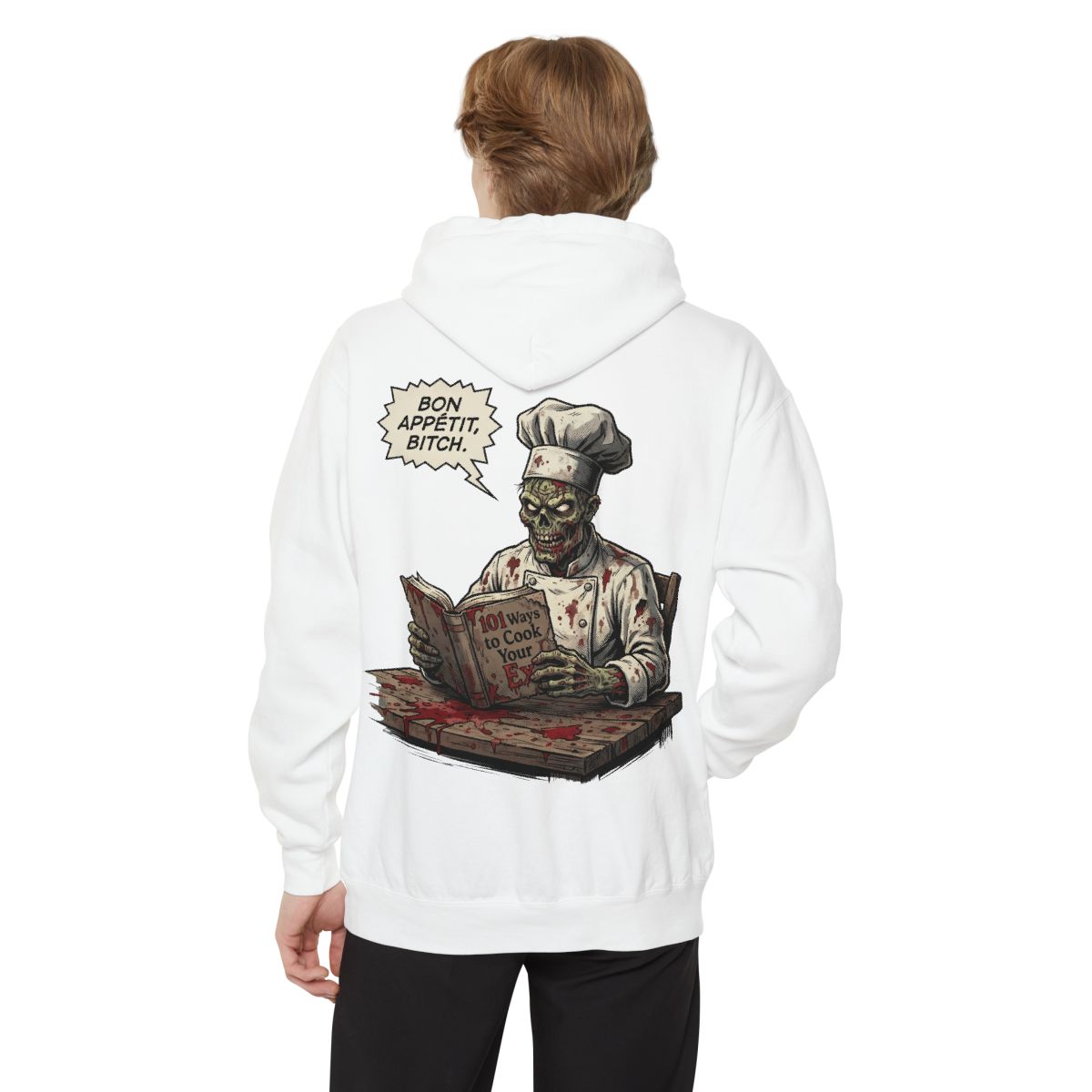 Color: White | Bon Appetit Bitch Garment-Dyed Hoodie