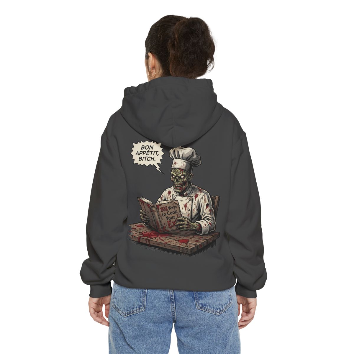 Color: Pepper | Bon Appetit Bitch Garment-Dyed Hoodie